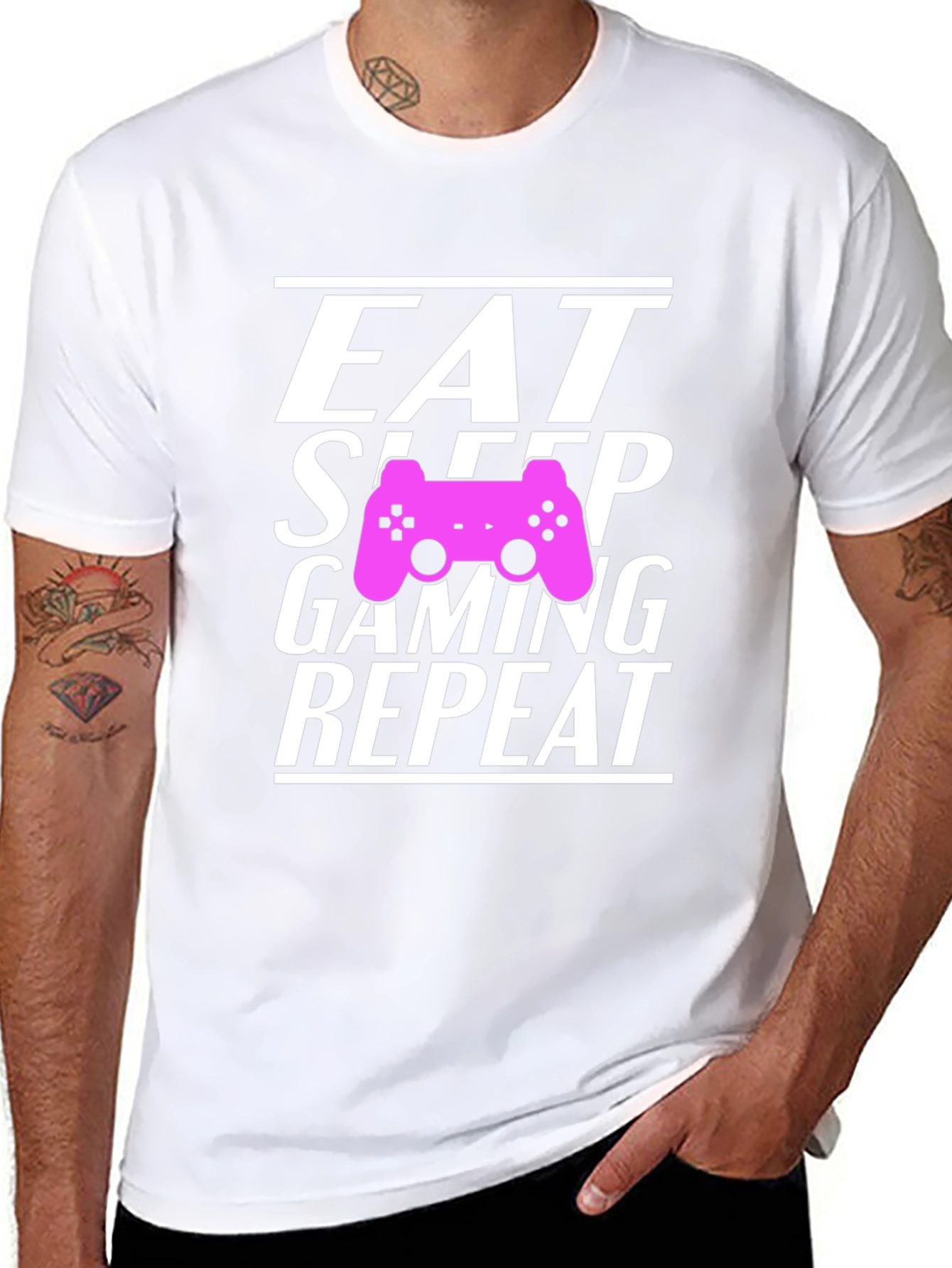 Black Eat Sleep Gaming Repeat Gamer T-Shirt view 8