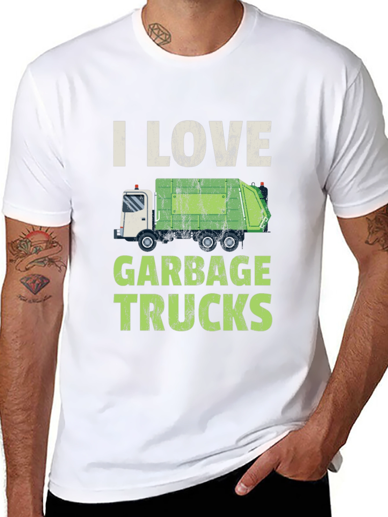 Black I Love Garbage Trucks T-Shirt - Novelty Graphic Tee view 8