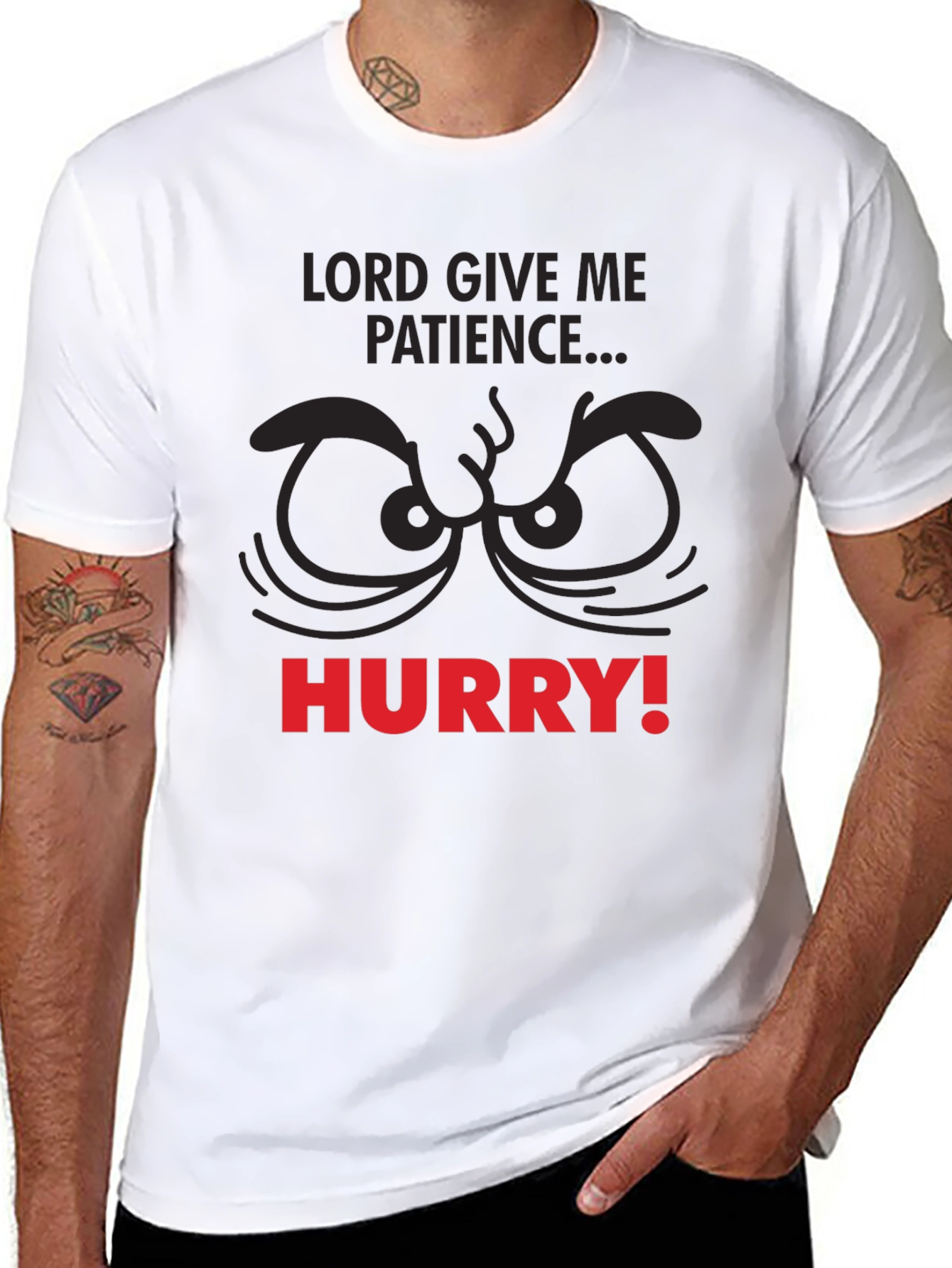 Black Lord Give Me Patience Funny Graphic Tee view 8
