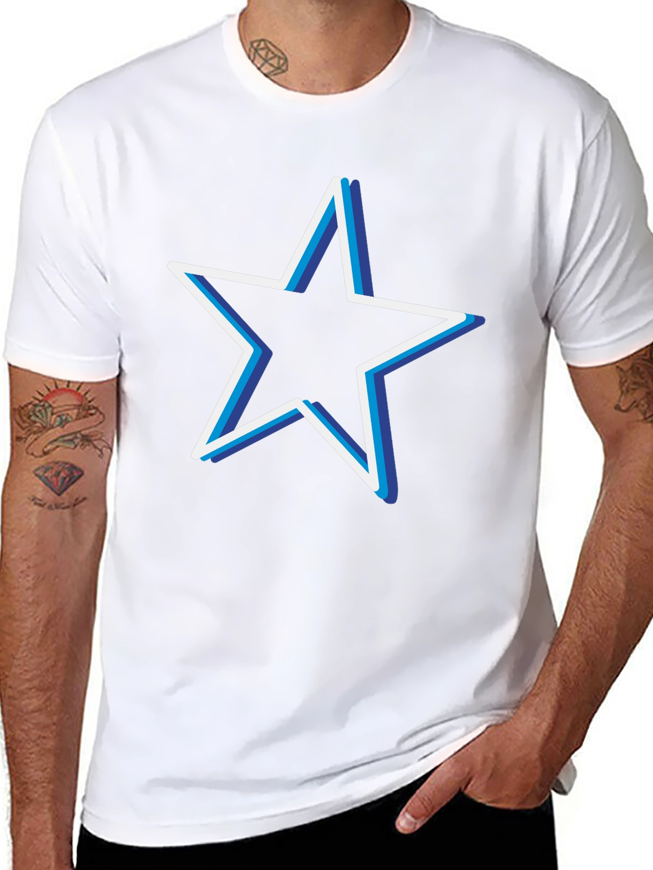 Black Star Graphic Black T-Shirt Casual Menswear view 8