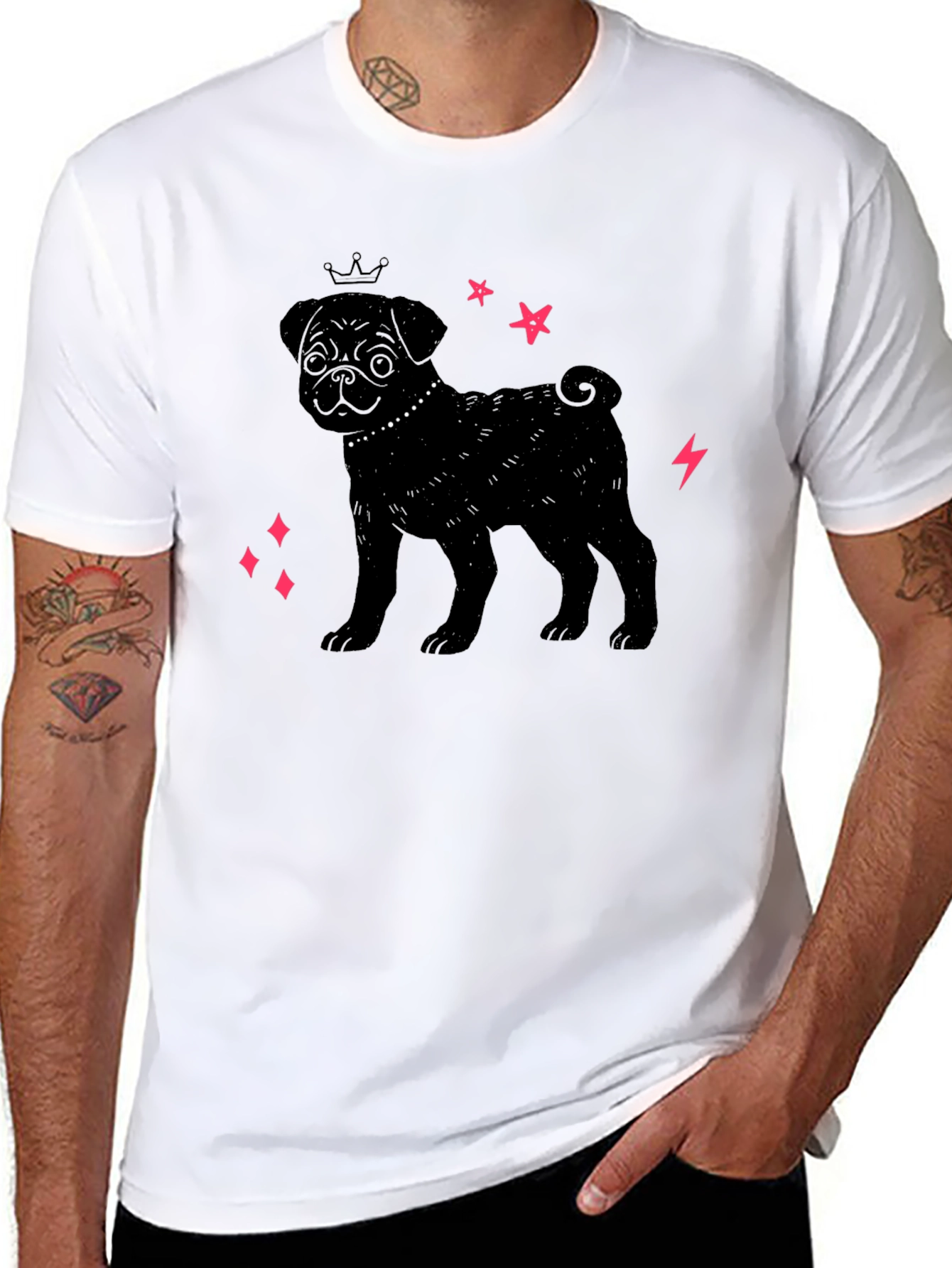 Black Pug Princess T-Shirt - Stylish Dog Lover Tee view 8