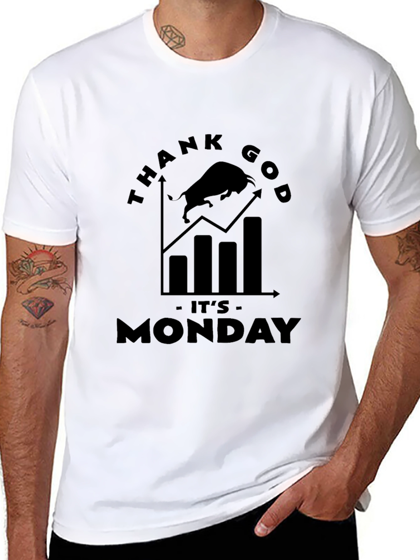 Thank God It's Monday Black Bull Market T-Shirt - 8
