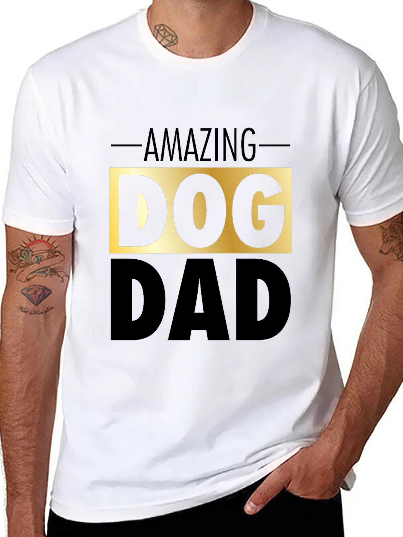 Black Amazing Dog Dad Black Graphic Tee view 8