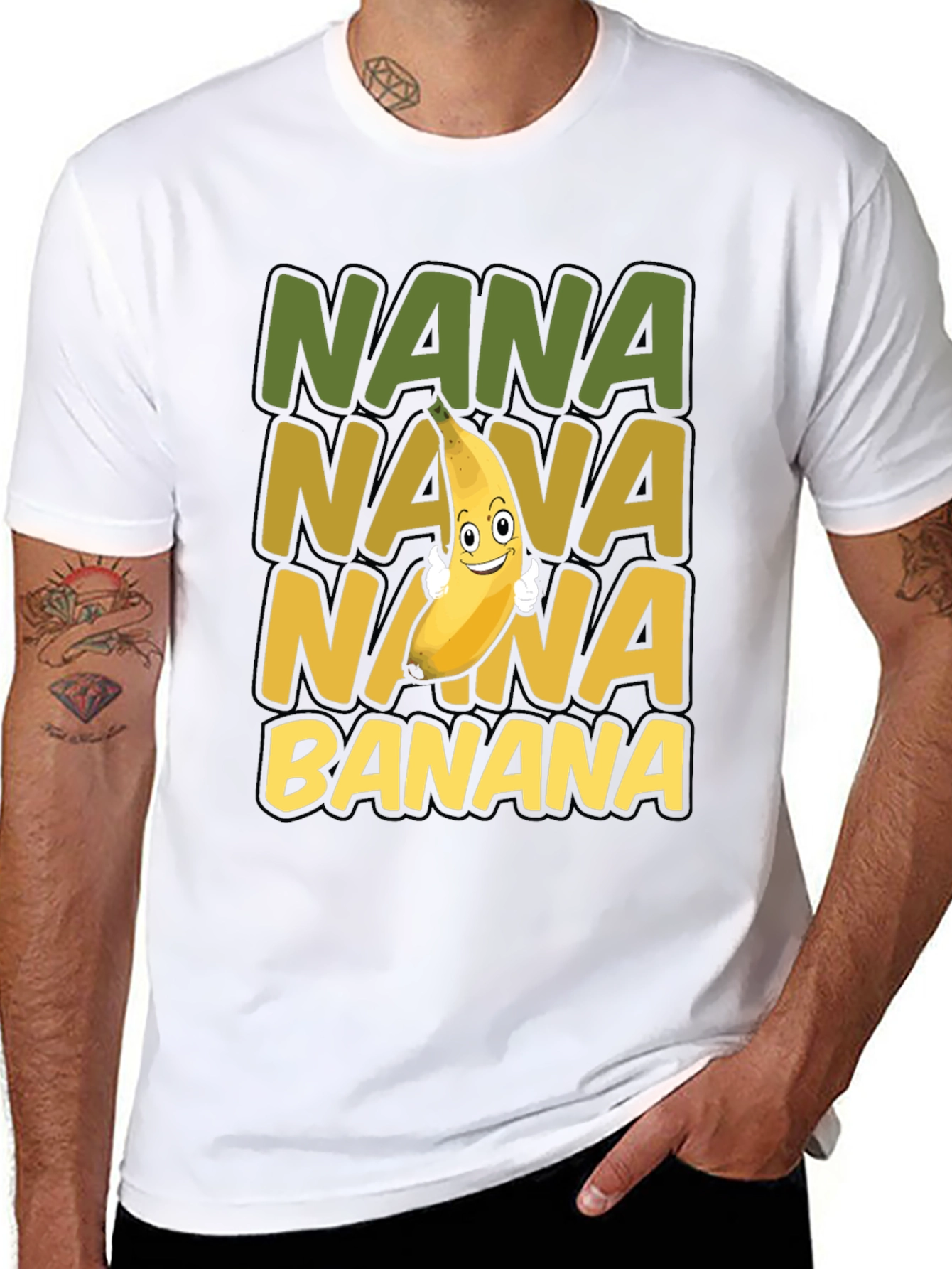 Black Nana Banana T-Shirt - Fun Fruit Graphic Tee view 8