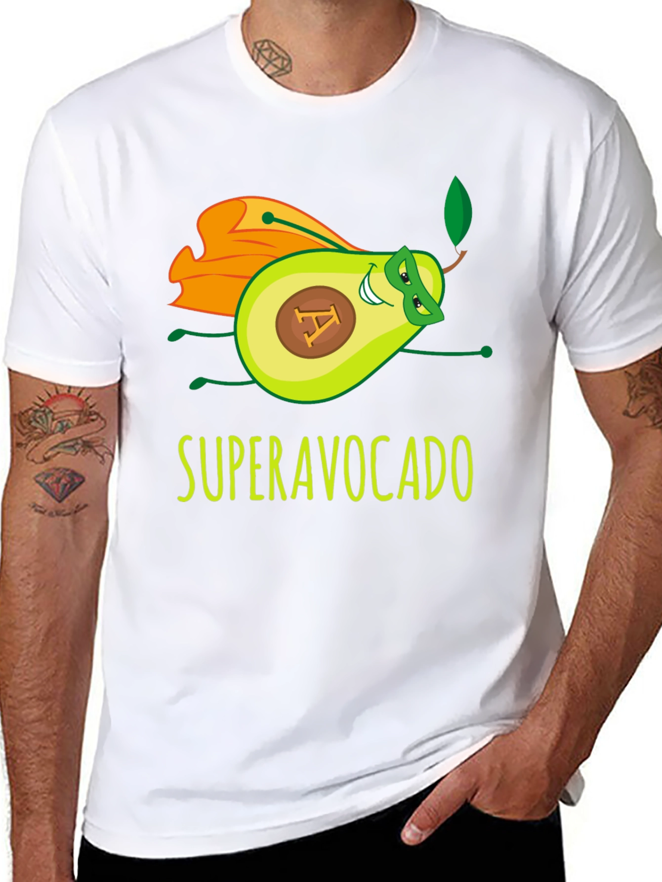 Black Super Avocado Funny Graphic Tee view 8