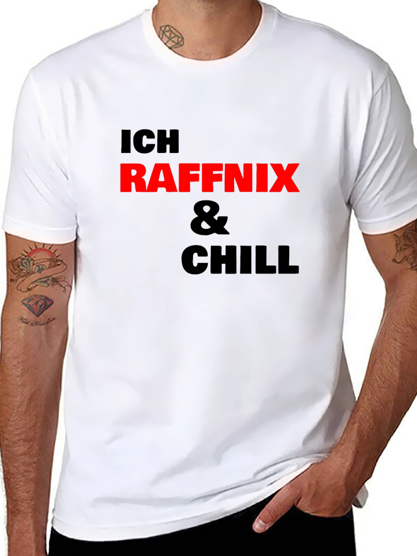 Black Ich Raffnix & Chill T-Shirt, Black Cotton Tee view 8
