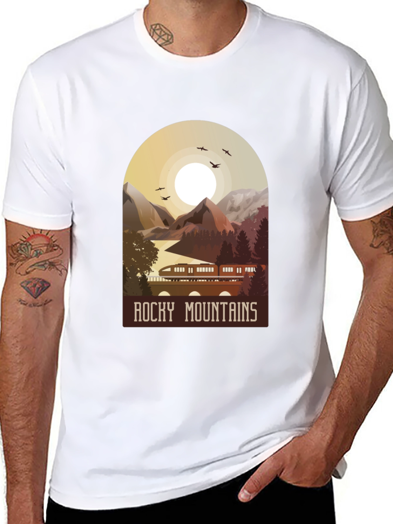 Black Rocky Mountains Graphic T-Shirt - Nature Adventure Tee view 8