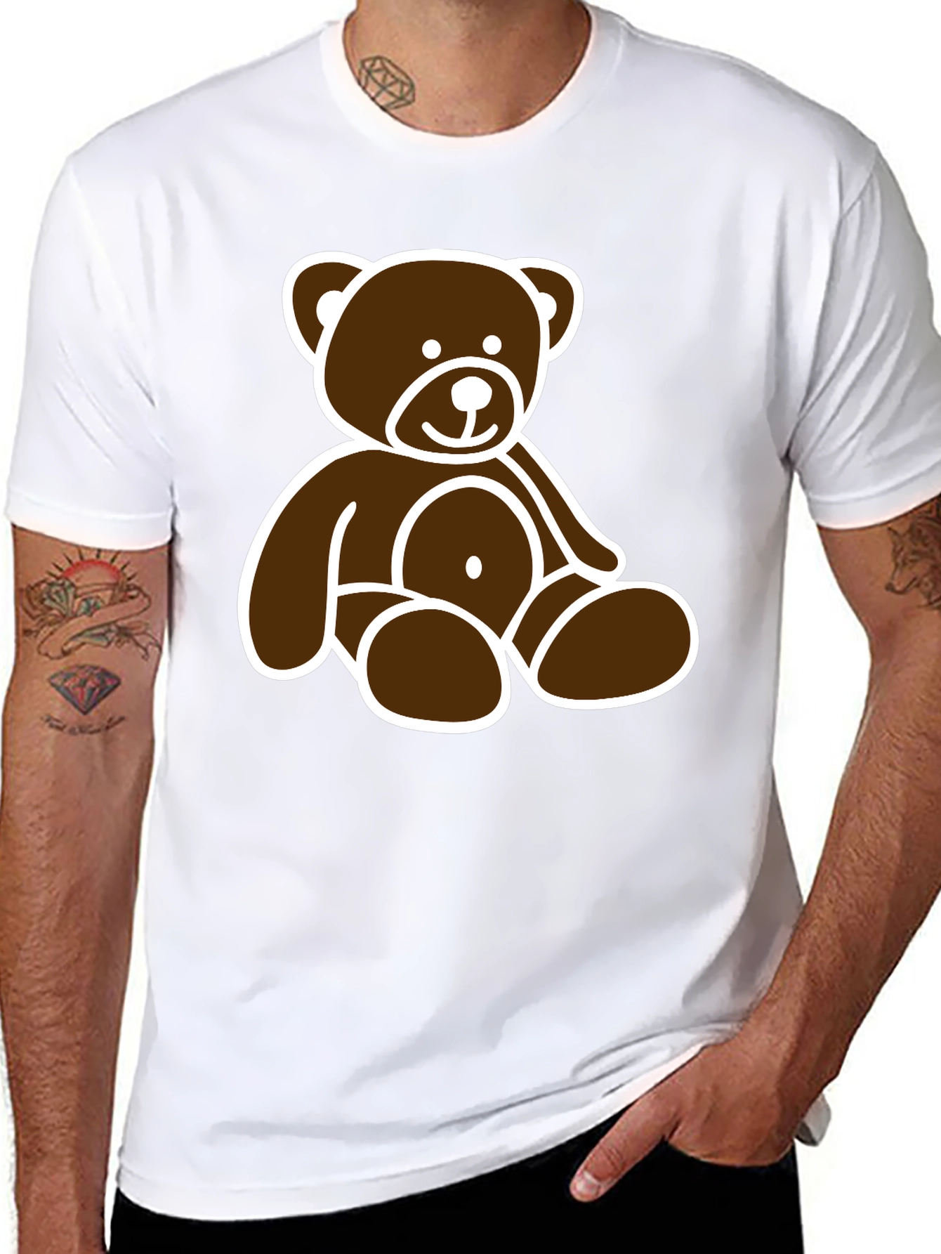 Black Teddy Bear Graphic Tee - Black Unisex T-Shirt view 8