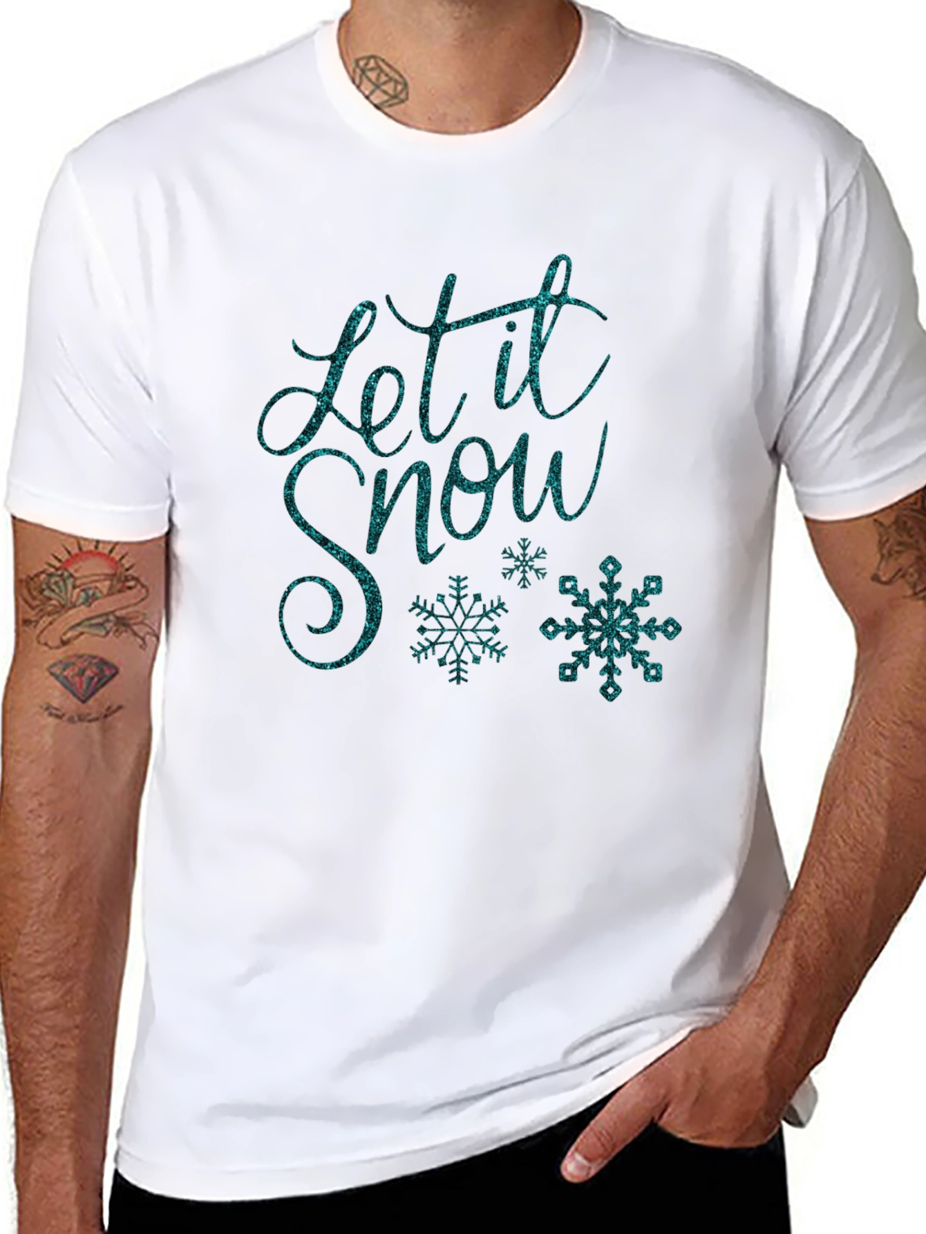 Black Let it Snow Festive Tee view 8