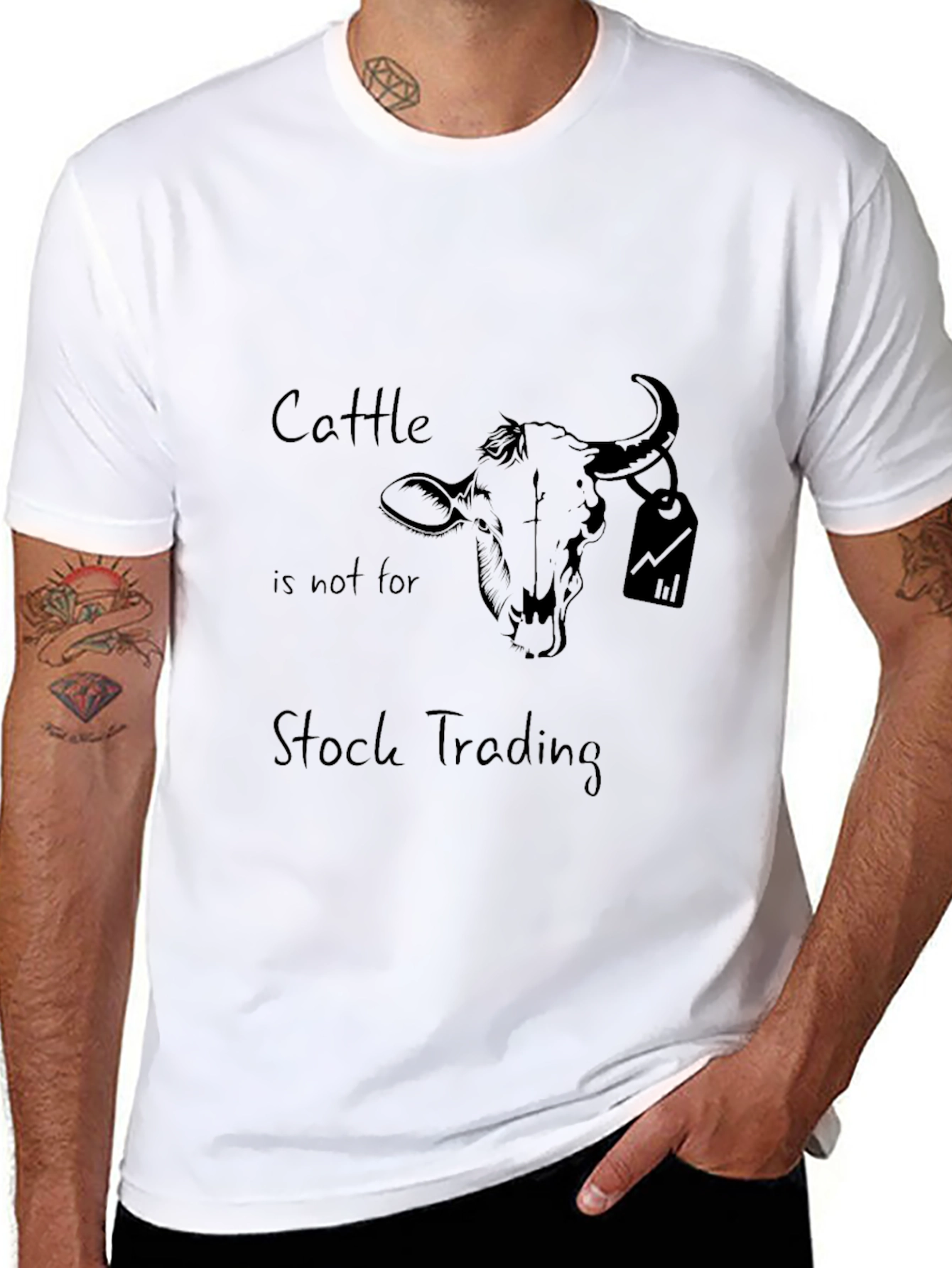 Black Cattle Stock Trading Humor Tee view 8