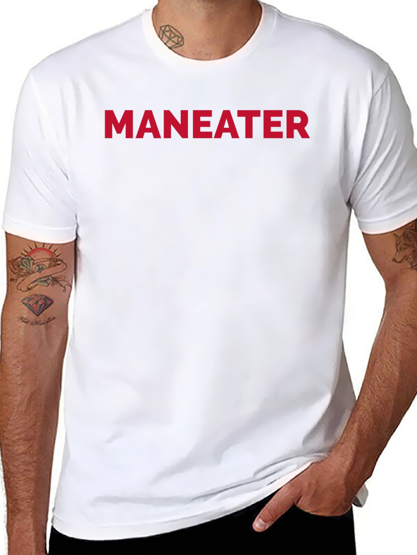 Black Maneater Graphic Tee - Bold Statement T-Shirt view 8