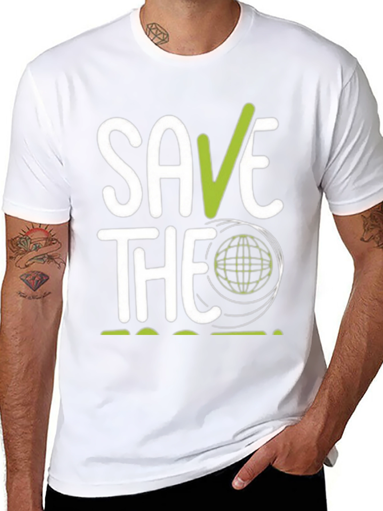 Black Save the Planet Graphic T-Shirt - Eco-Friendly Design view 8