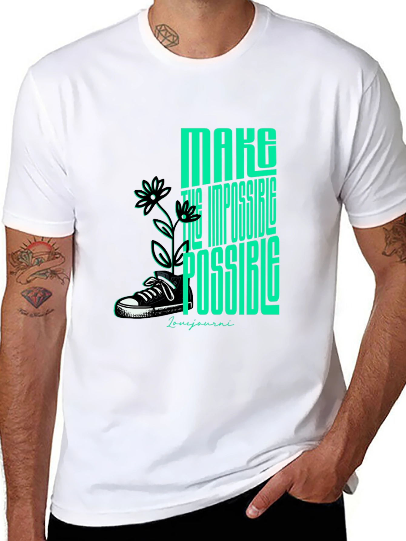 Black Motivational Graphic Tee - Make Impossible Possible view 8