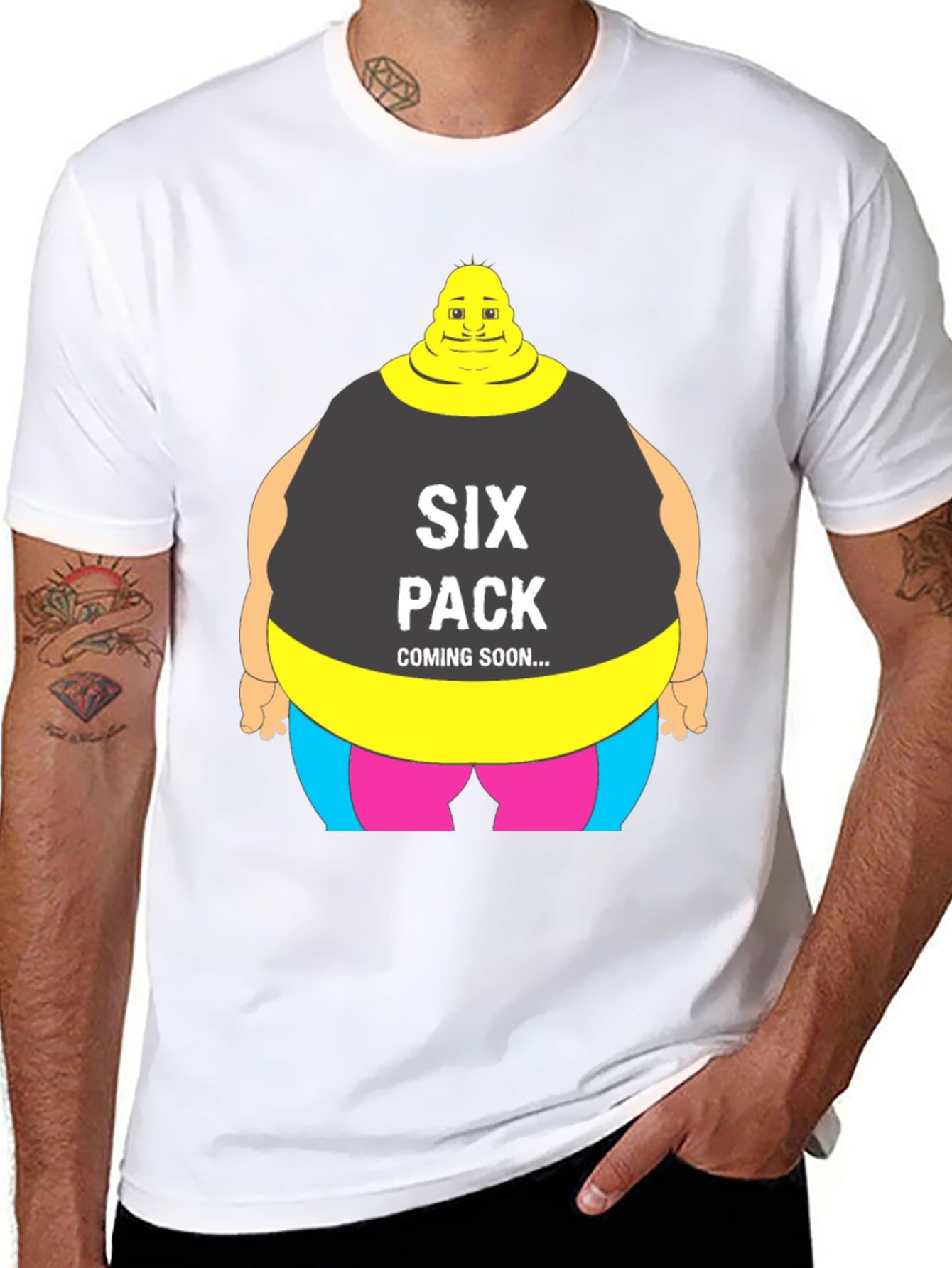 Black Funny Six Pack Coming Soon Graphic T-Shirt view 8