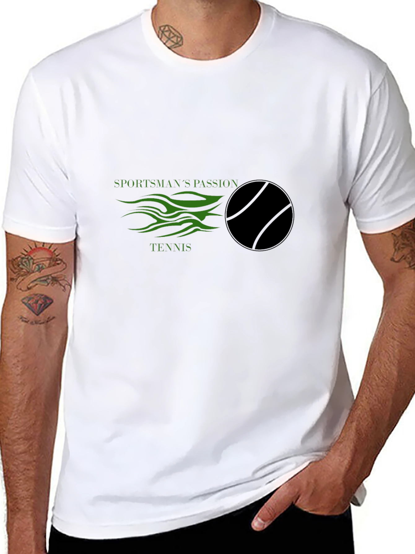 Black Sportsman's Passion Tennis Black T-Shirt view 8