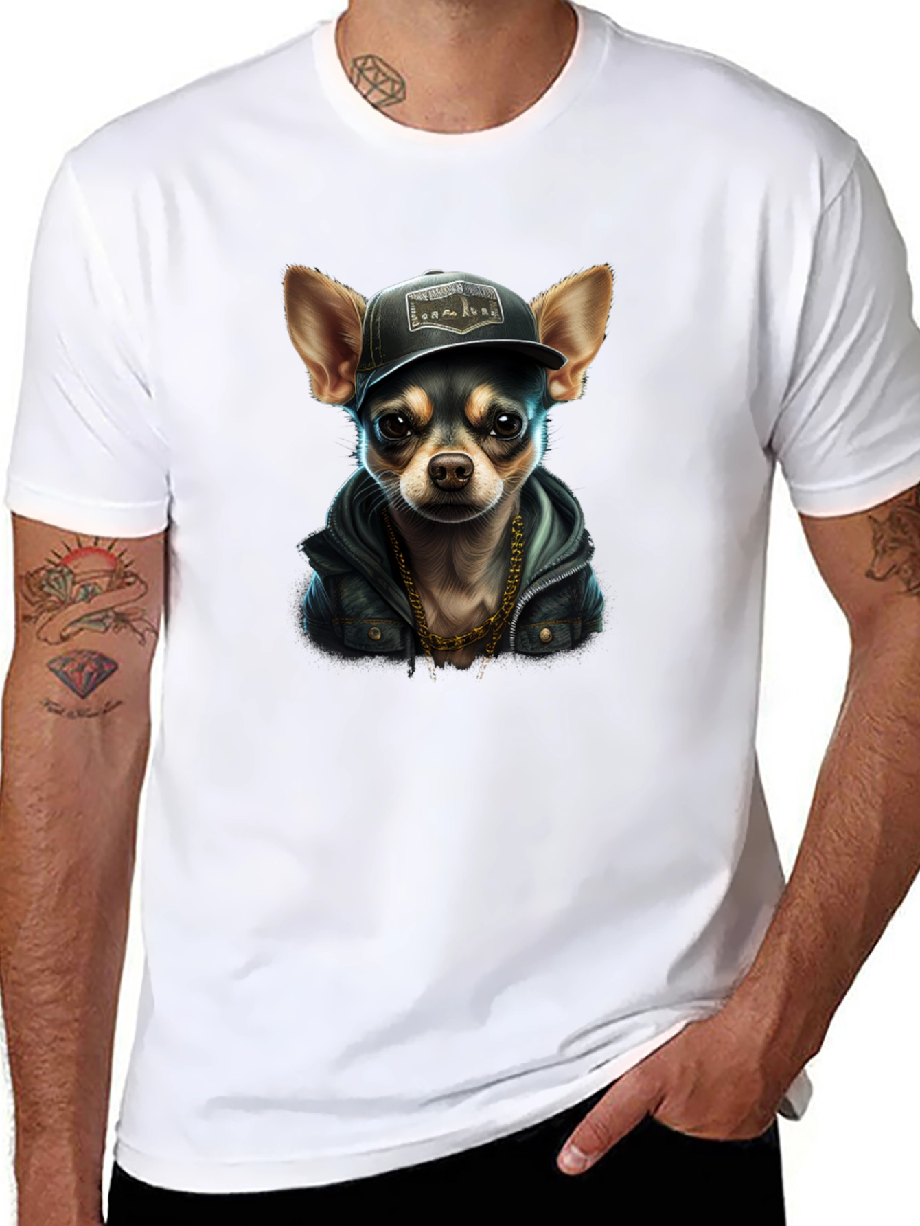 Black Cool Chihuahua Graphic T-Shirt view 8