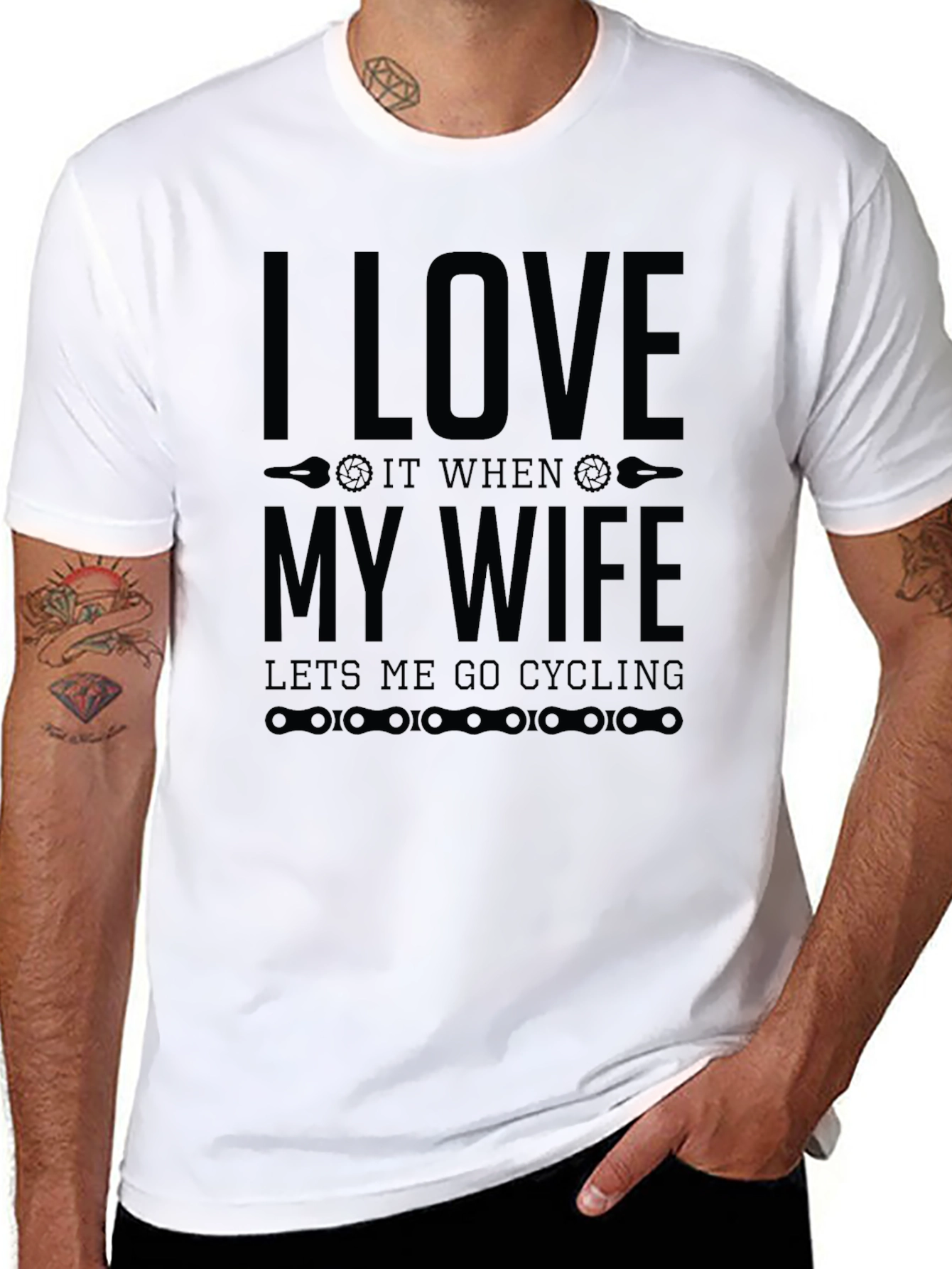 Black I Love My Wife Cycling T-Shirt view 8