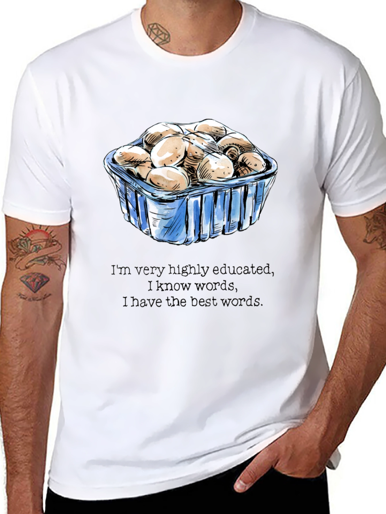Black Mushroom Lover T-Shirt - Funny, Educated Design view 8