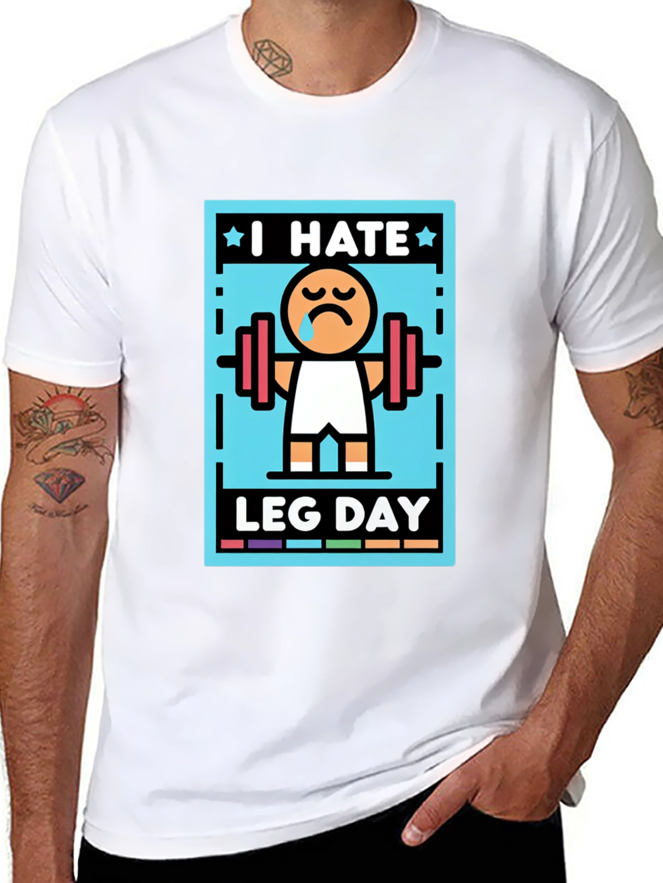 Black I Hate Leg Day T-Shirt - Funny Workout Tee view 8