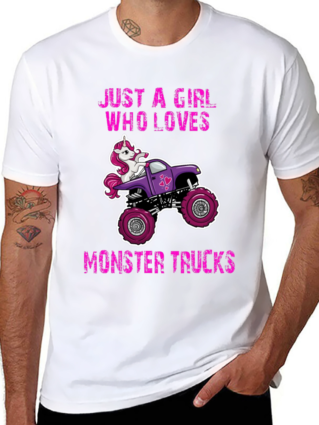 Black Unicorn Monster Truck Graphic Tee - Just a Girl Who Loves Trucks view 8