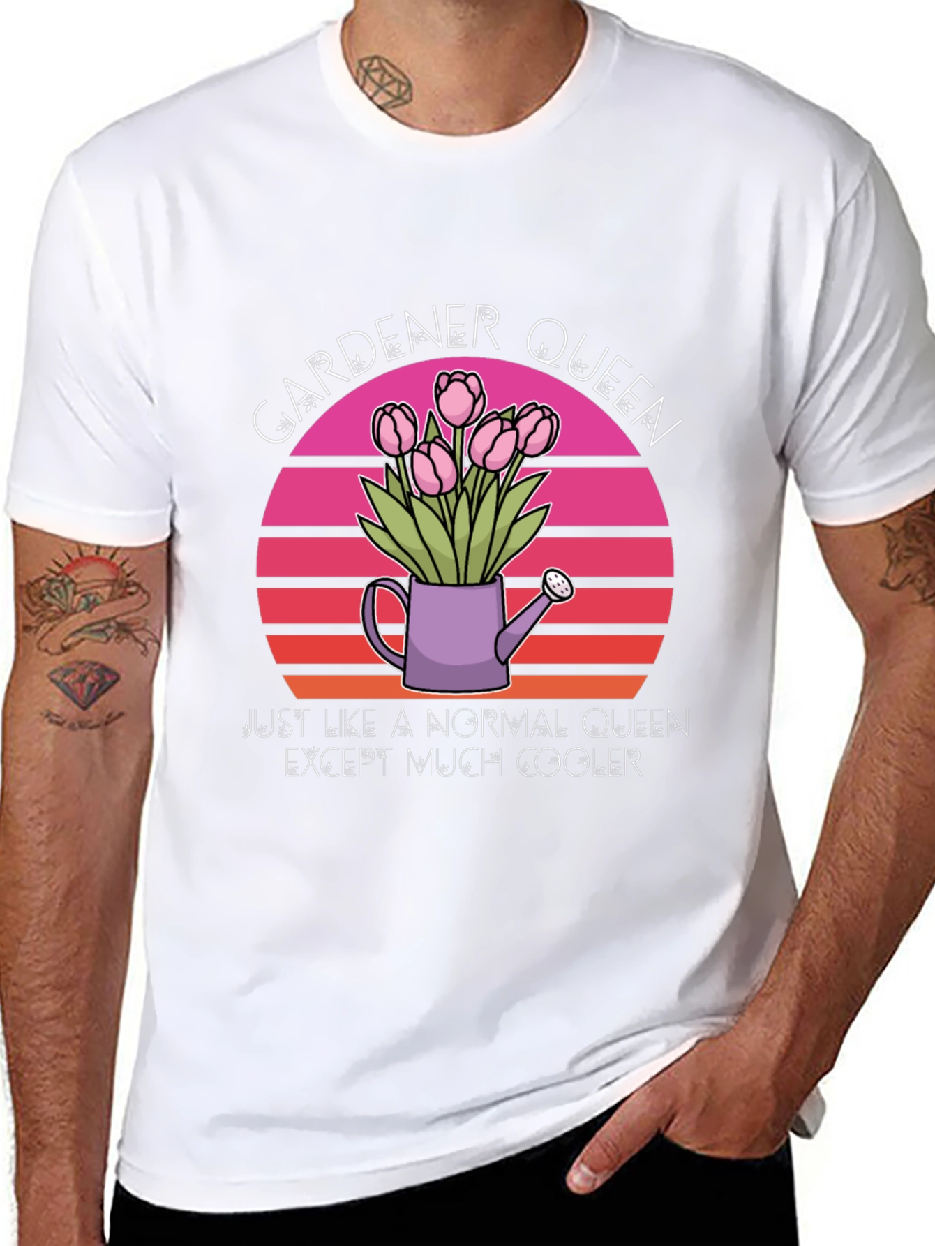 Black Gardener Queen T-Shirt - Cool Floral Design view 8