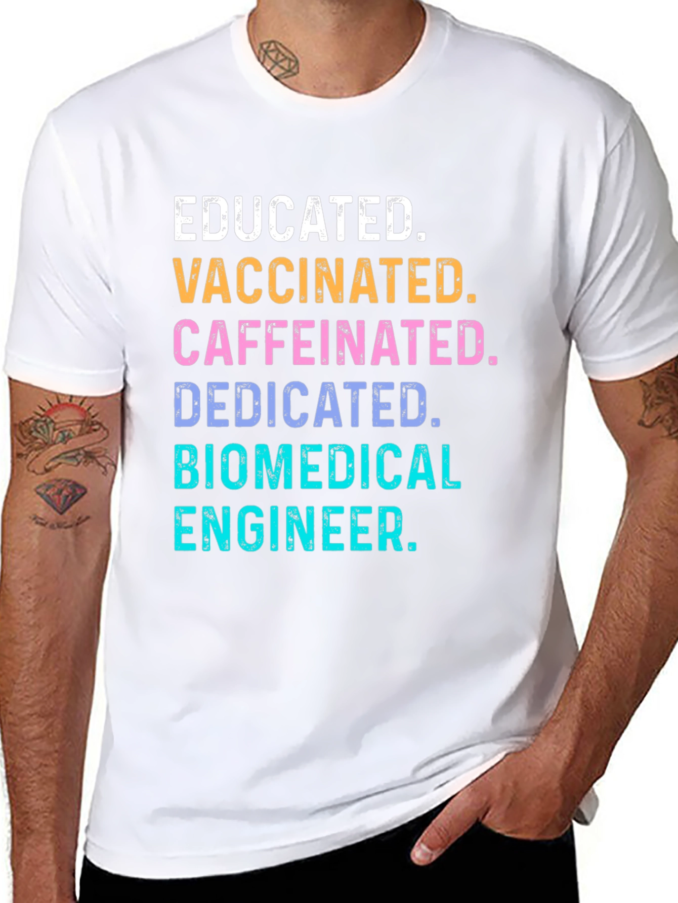 Black Educated Vaccinated Biomedical Engineer T-Shirt view 8