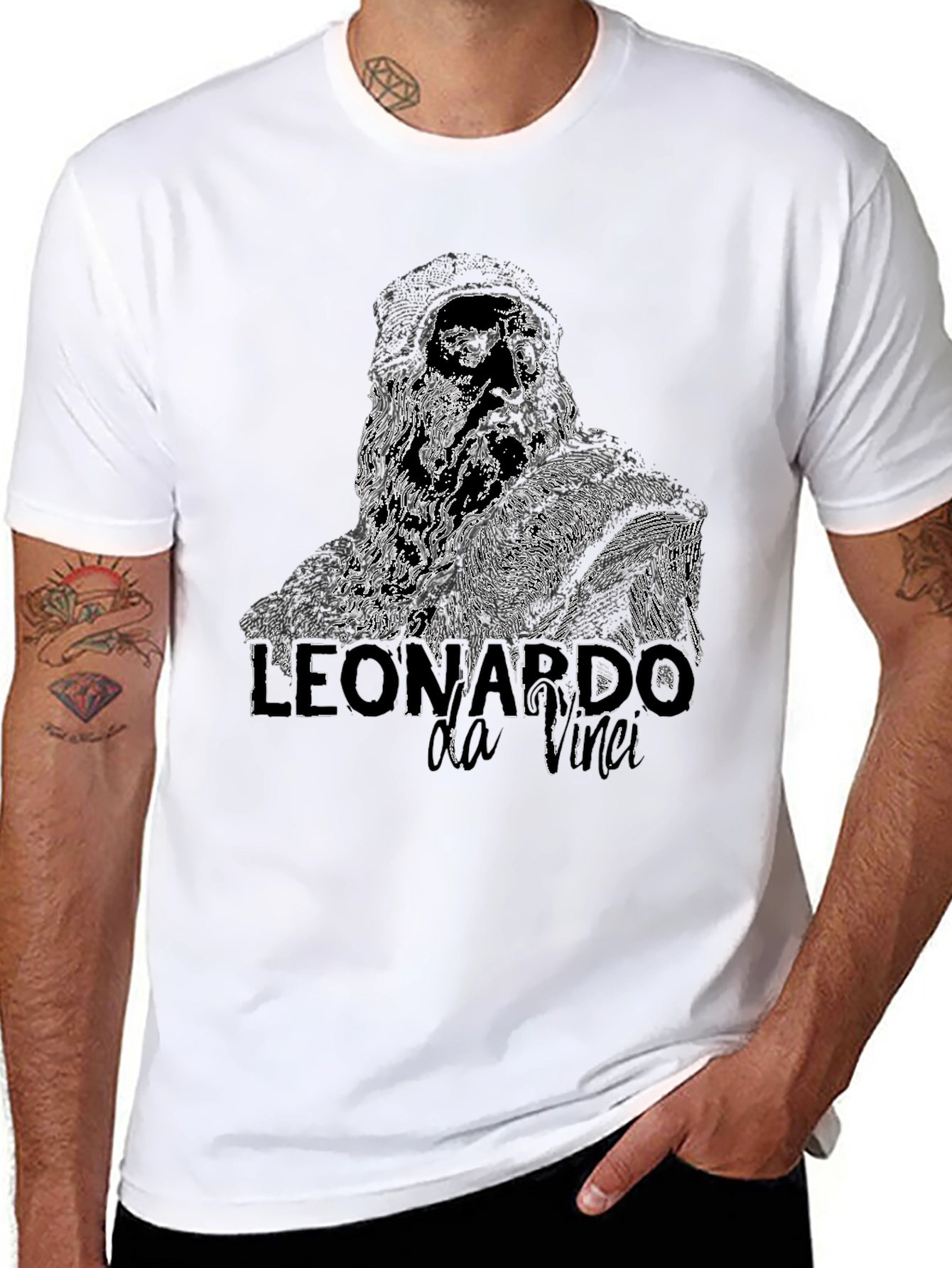Black Leonardo da Vinci Graphic T-Shirt view 8