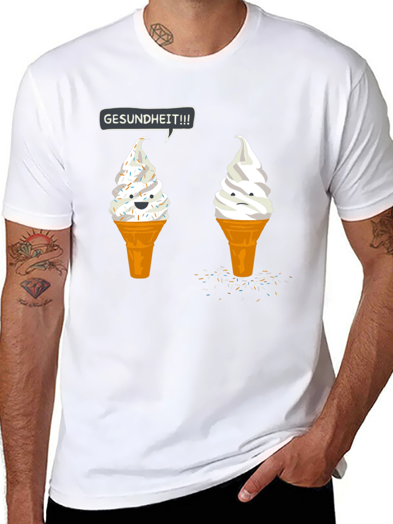 Black Gesundheit Ice Cream Humor Tee view 8