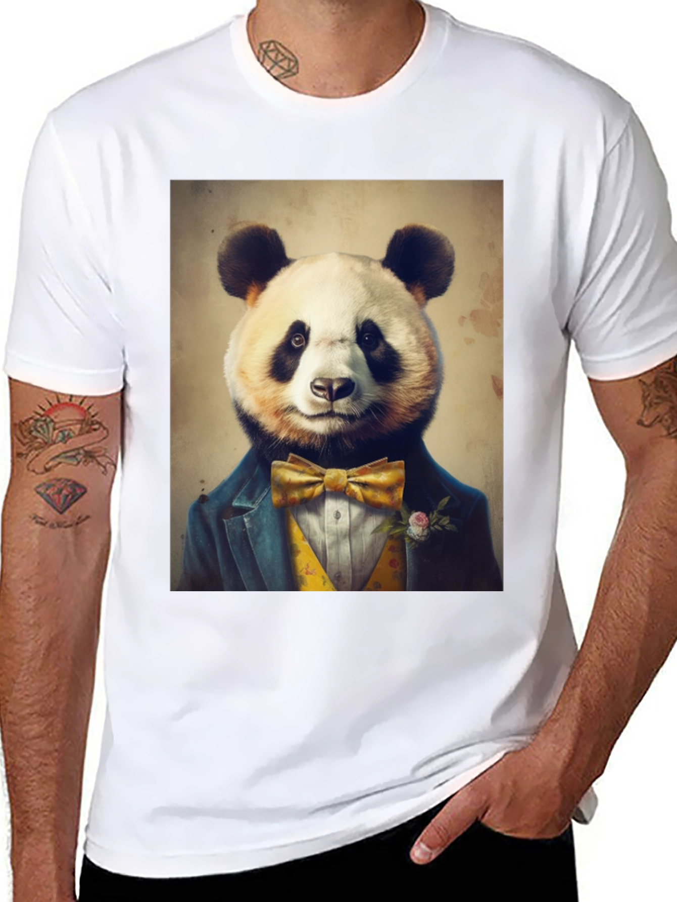 Black Panda Gentleman T-Shirt view 8