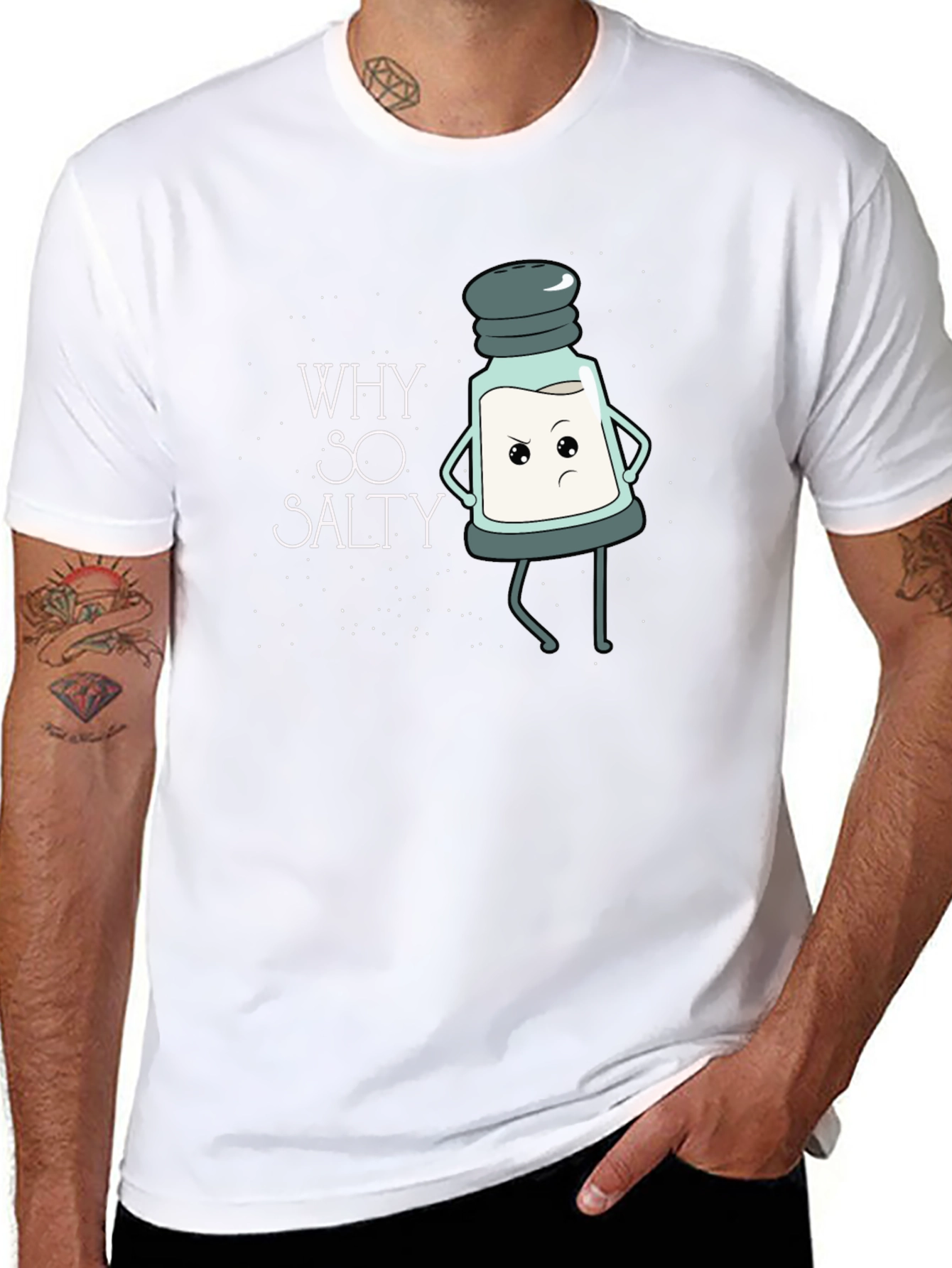Why So Salty T-Shirt, Funny Cartoon Salt Shaker Tee - 8