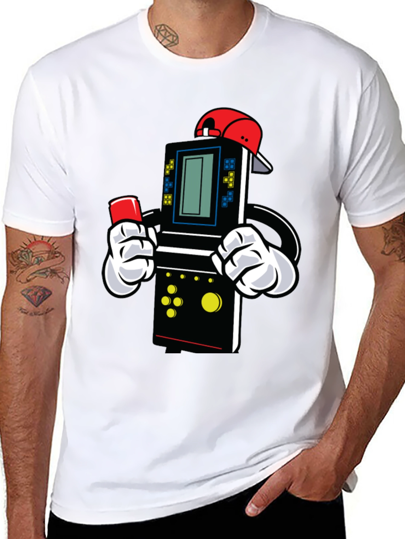 Black Retro Game Character T-Shirt view 8