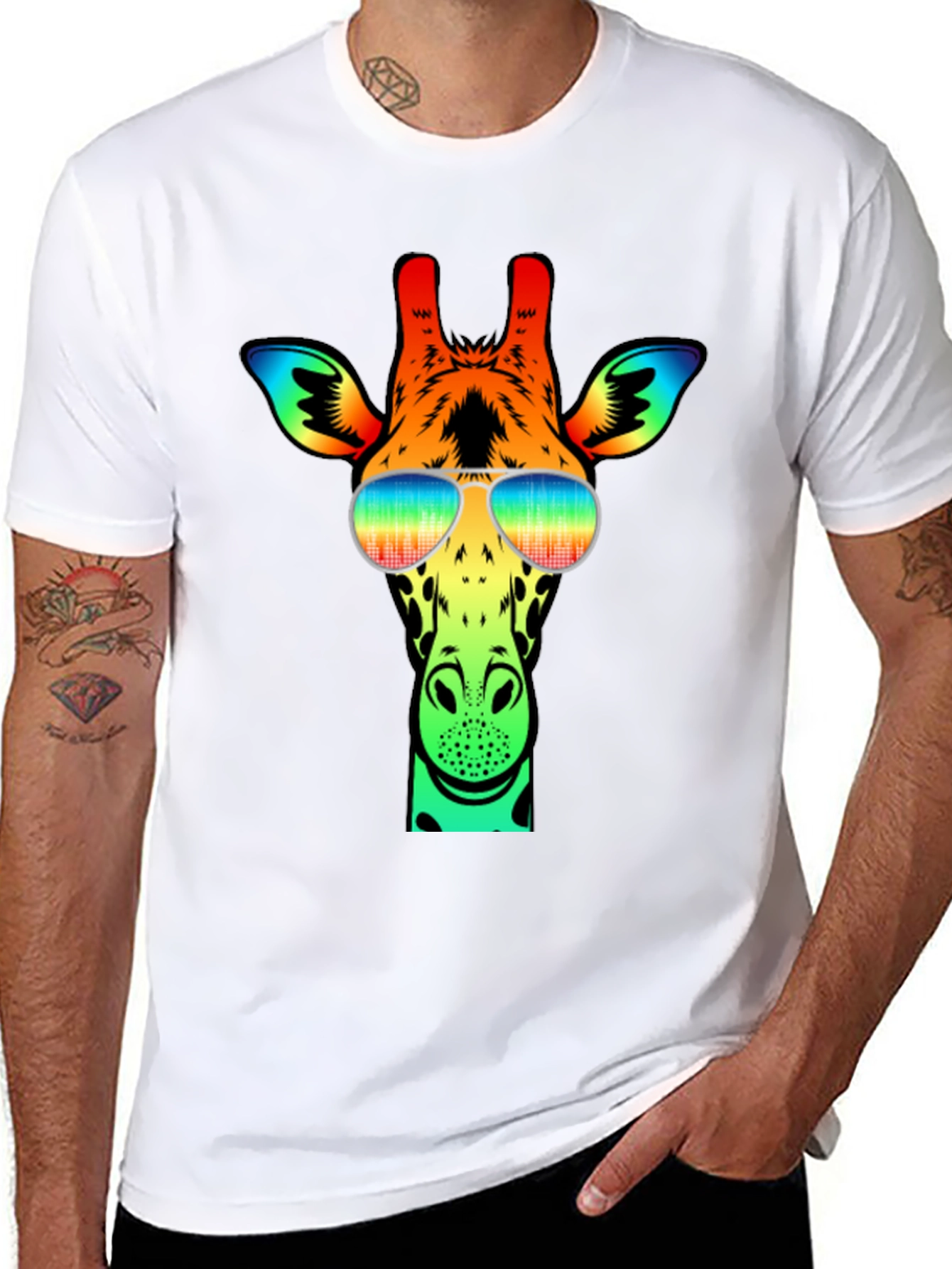 Black Cool Giraffe Graphic Tee view 8