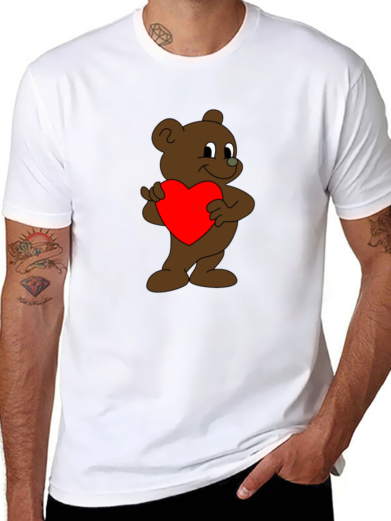 Black Bear Hug Heart T-Shirt - Soft Cotton view 8