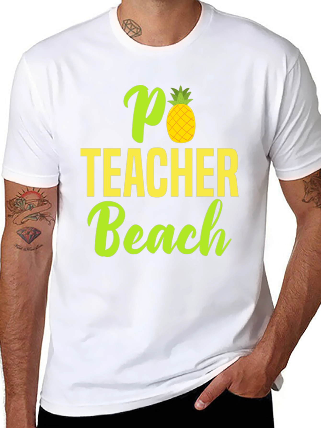 Black Pineapple Teacher Beach T-Shirt - Summer Ready! view 8
