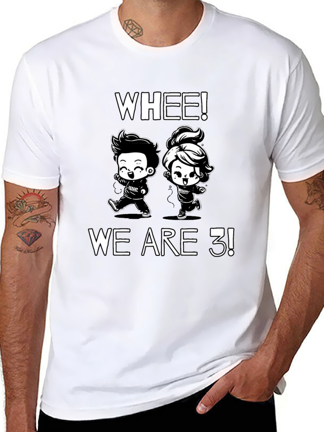 Black Whee! We Are 3! Cartoon T-Shirt view 8