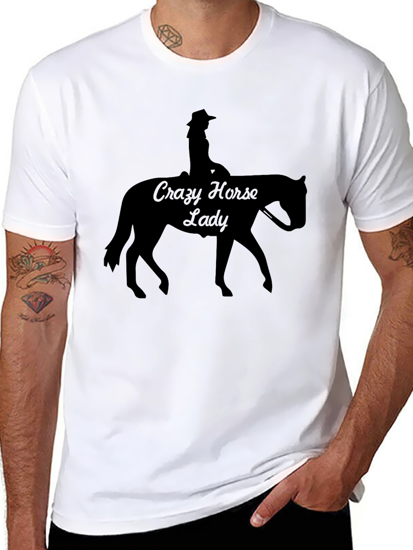 Black Crazy Horse Lady Black T-Shirt view 8