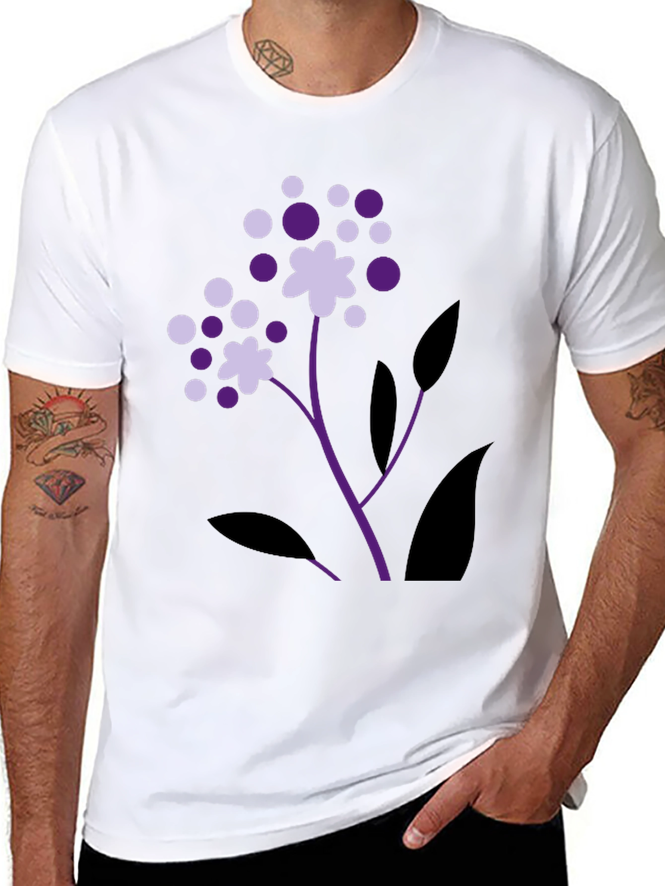 Black Floral Graphic Print Black T-Shirt view 8