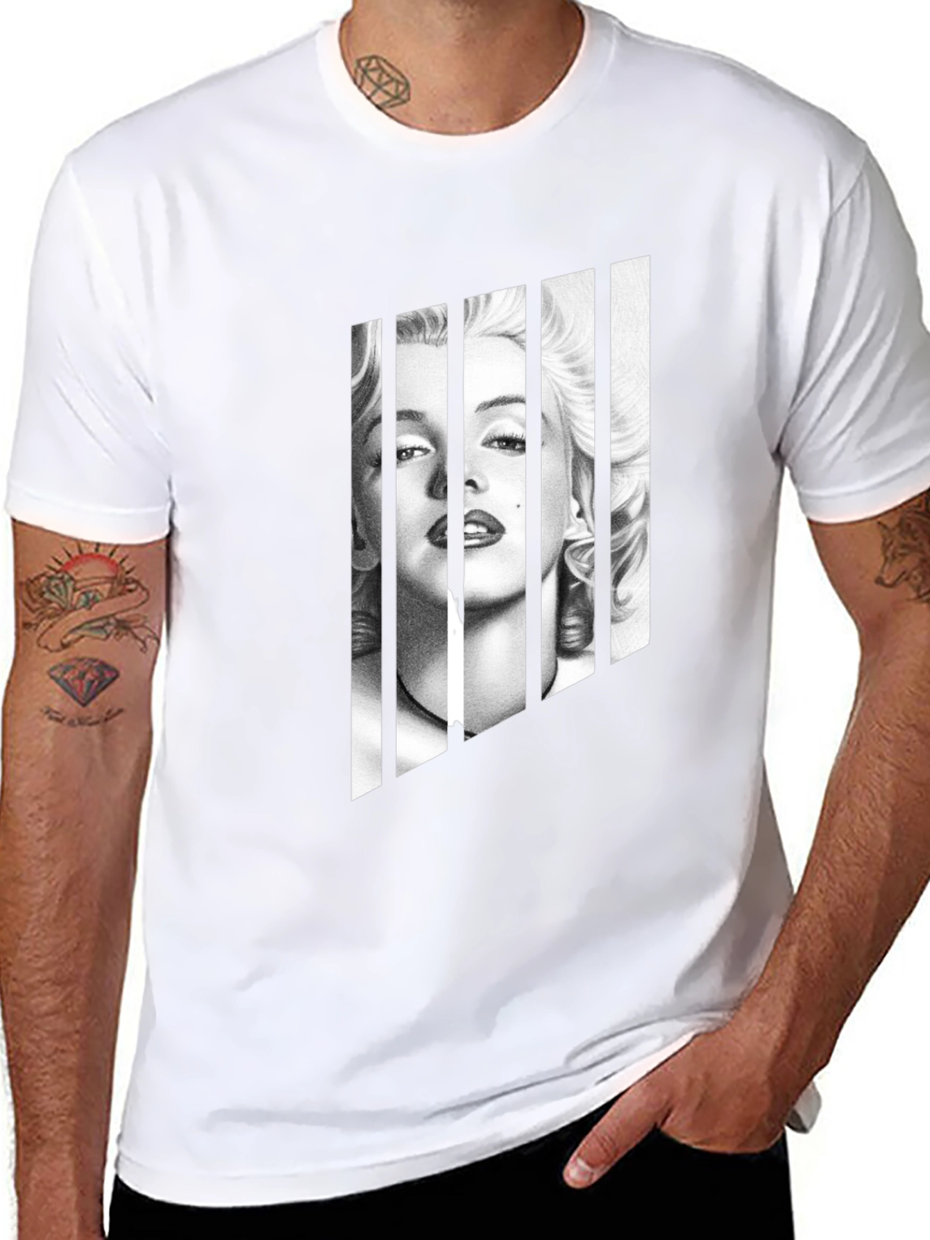 Black Marilyn Monroe Portrait Tee - Black Graphic T-Shirt view 8