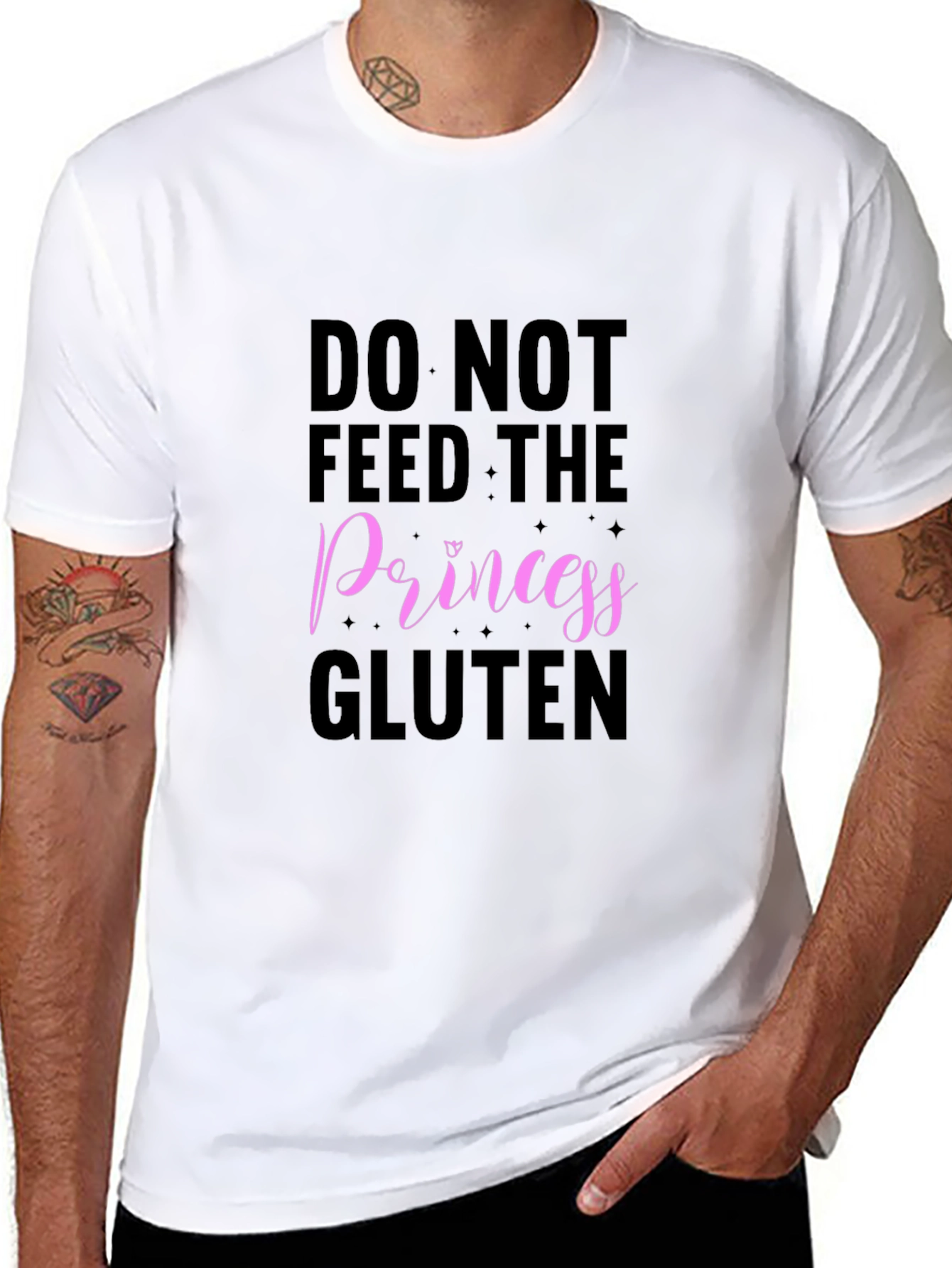 Black Do Not Feed the Princess Gluten T-Shirt view 8