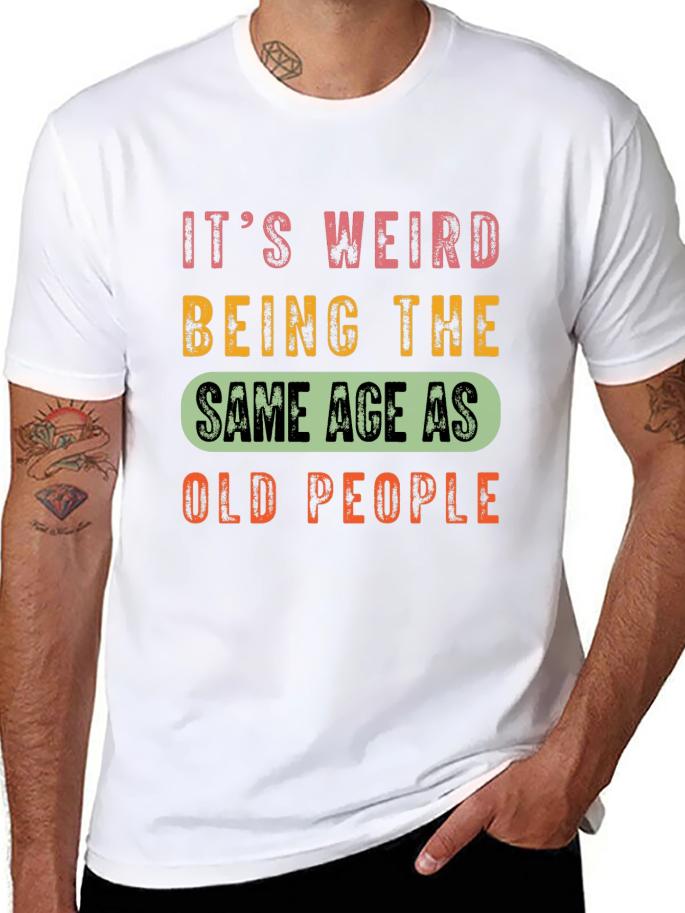 Black Funny Aging T-Shirt: Same Age as Old People view 8