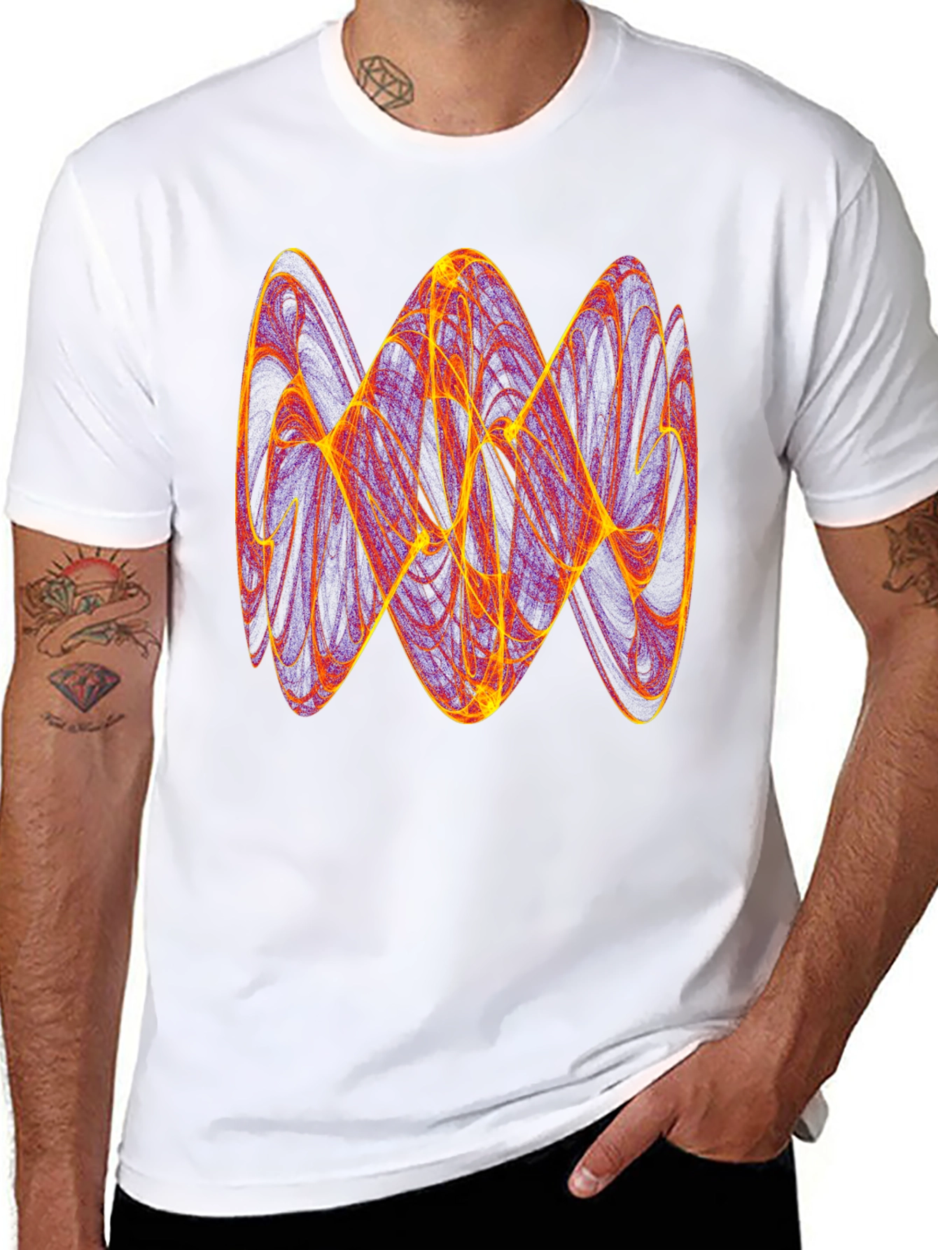 Abstract Fractal Graphic Tee - Trendy Men's T-Shirt - 8
