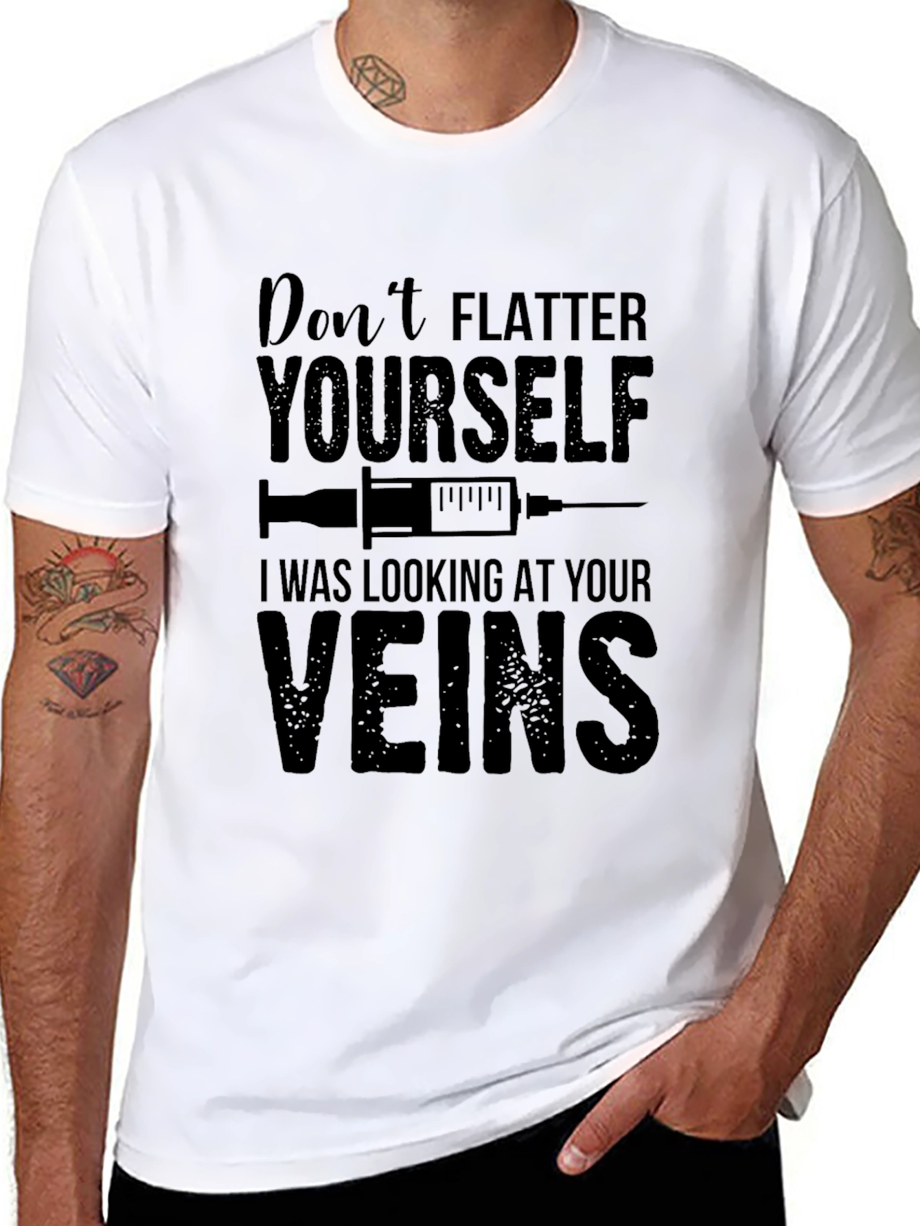 Black Don't Flatter Yourself - Funny Veins T-Shirt view 8