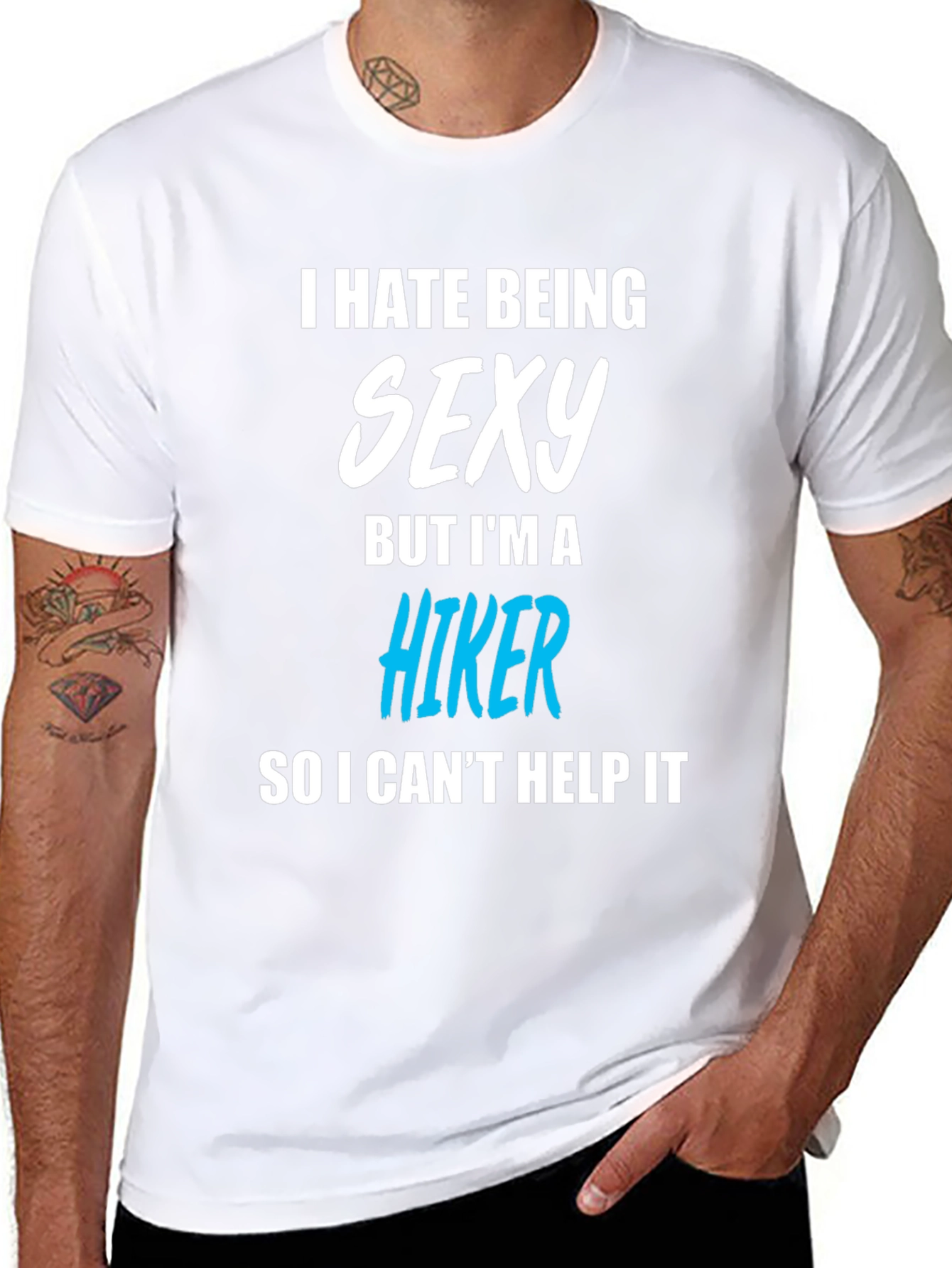Black Funny Hiker T-Shirt - I Hate Being Sexy view 8