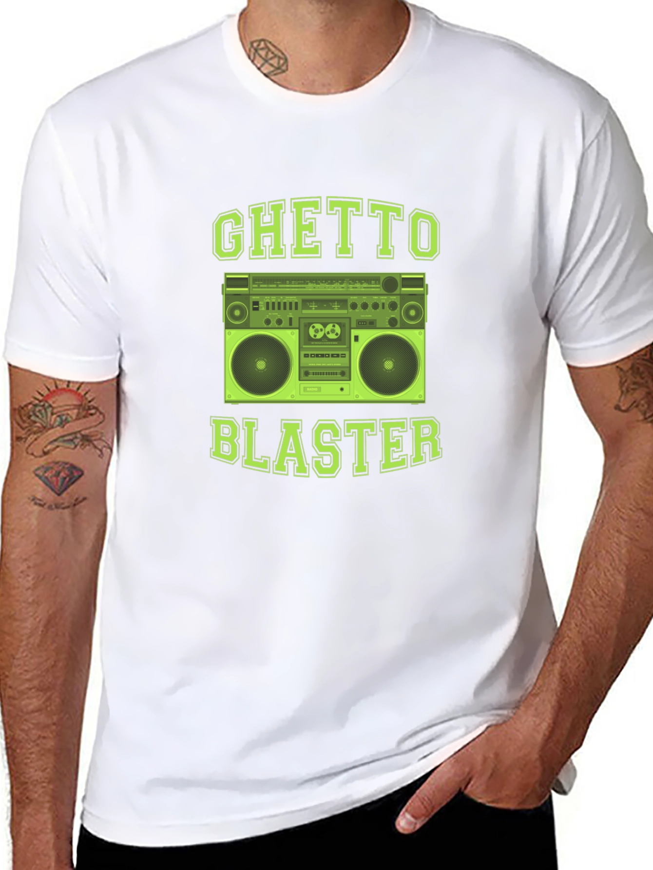 Black Ghetto Blaster Graphic Tee - Retro Boombox T-Shirt view 8