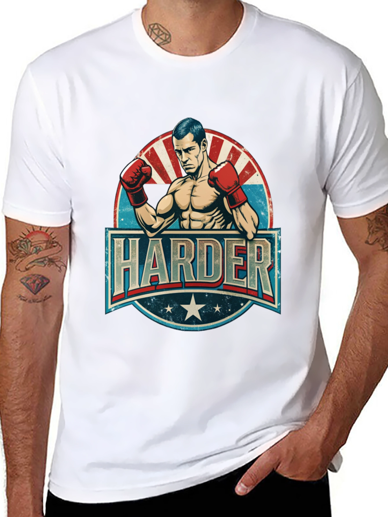 Black Harder Boxer Graphic T-Shirt view 8