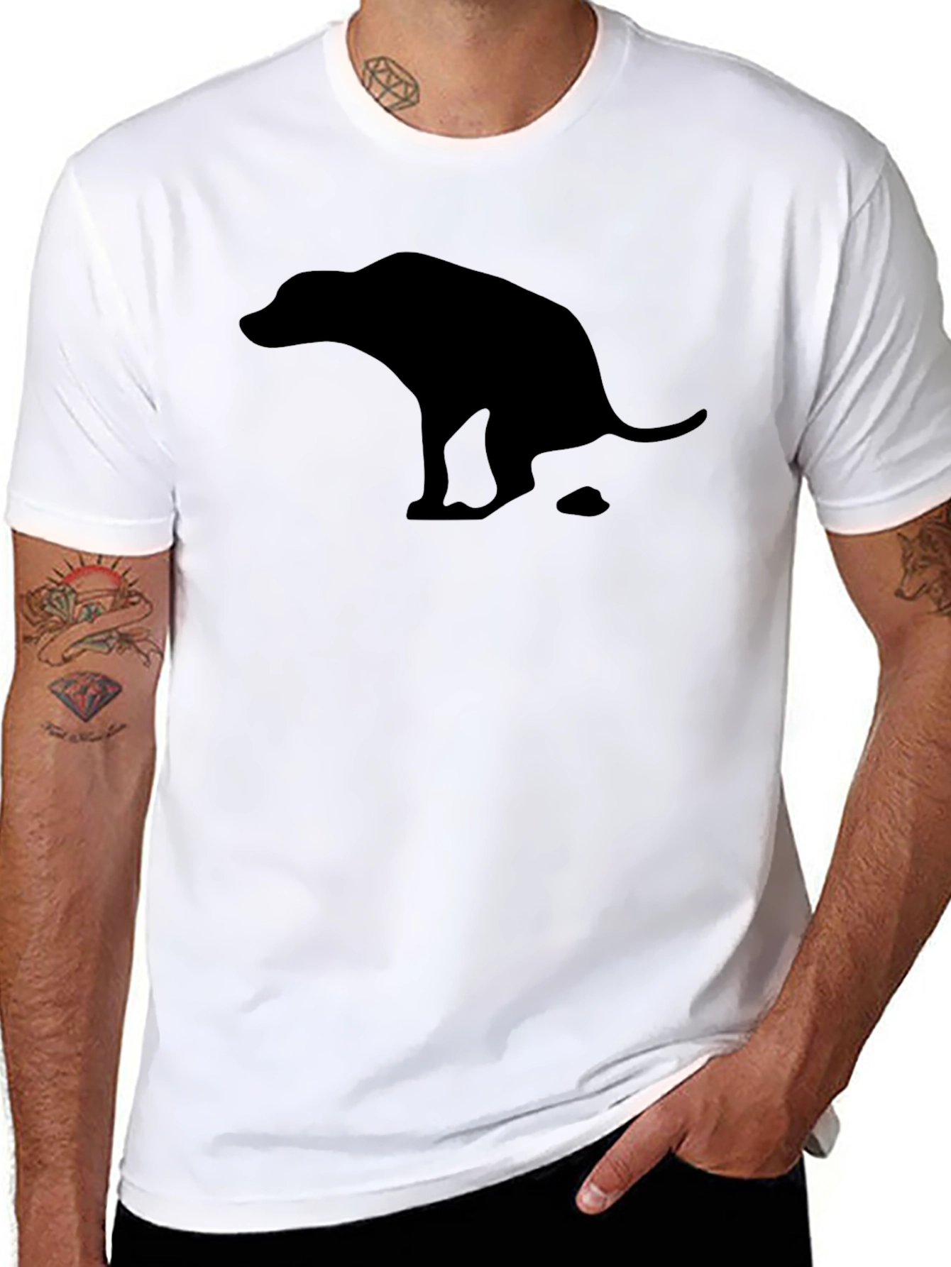 Black Funny Pooping Dog Graphic T-Shirt view 8