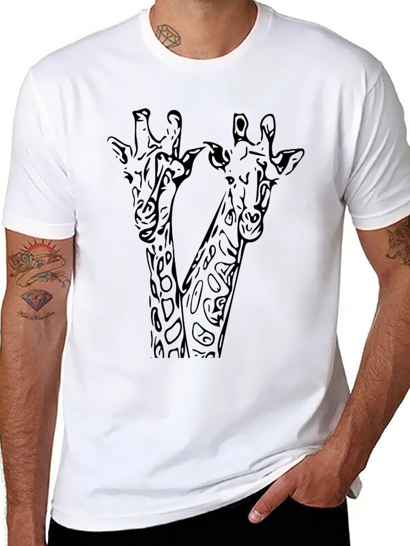 Black Giraffe Graphic Tee - Stylish Black T-Shirt view 8