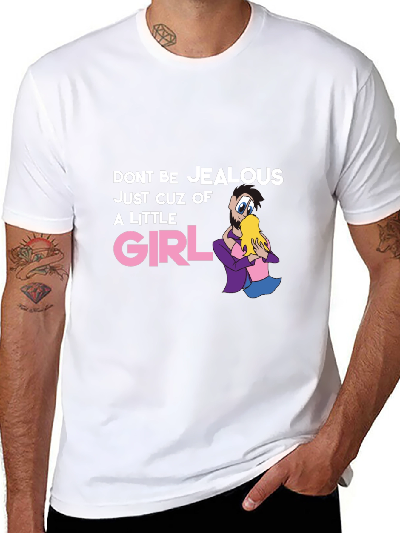 Black Funny Graphic T-Shirt - Don't Be Jealous Little Girl view 8