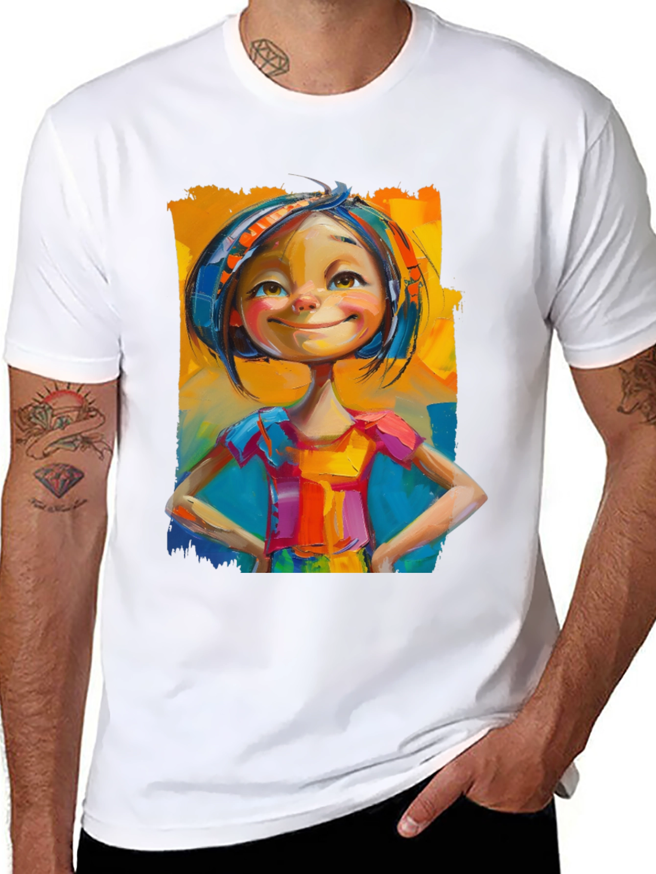 Black Whimsical Girl Art Black T-Shirt view 8