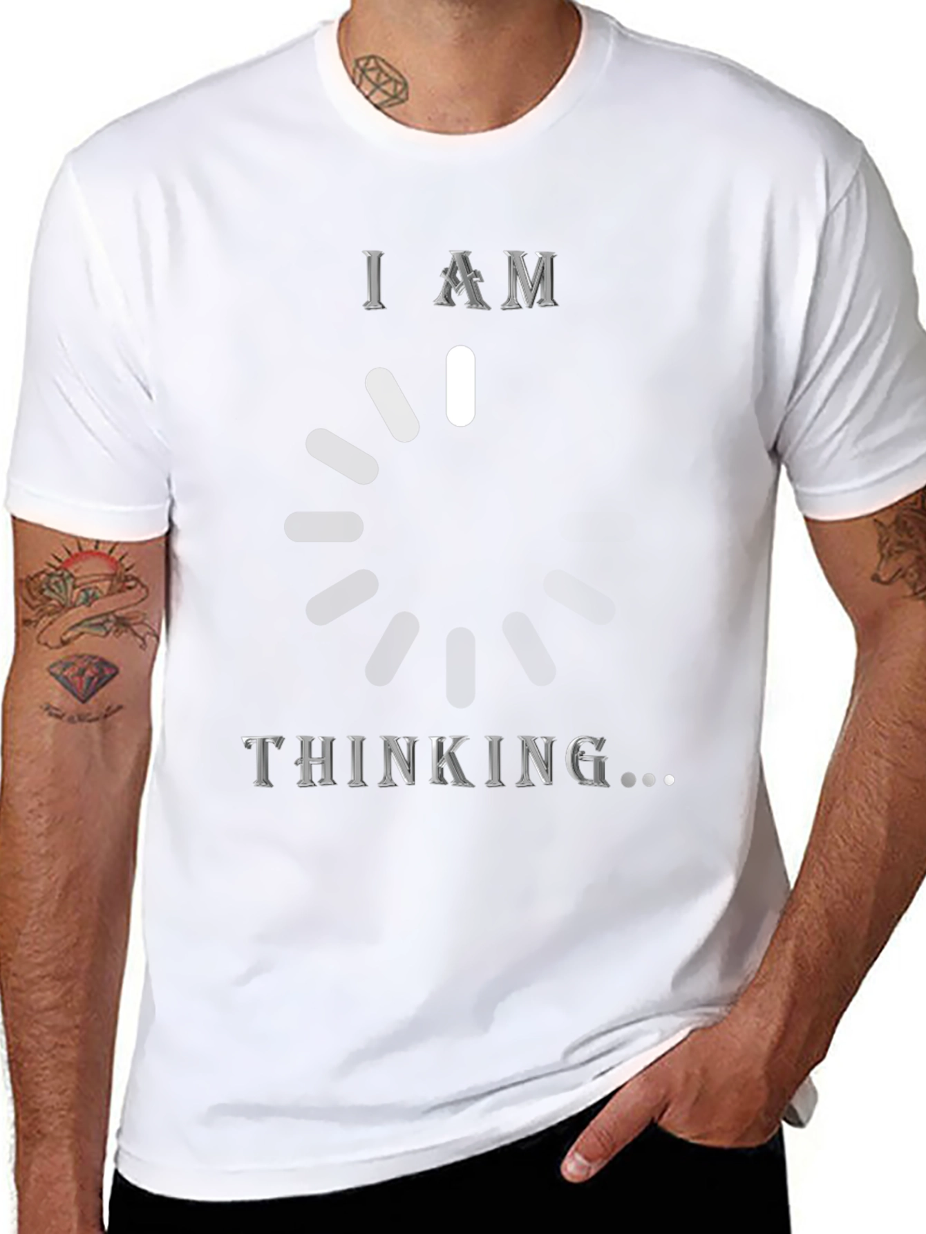 Black I Am Thinking T-Shirt - Funny Loading Brain Tee view 8